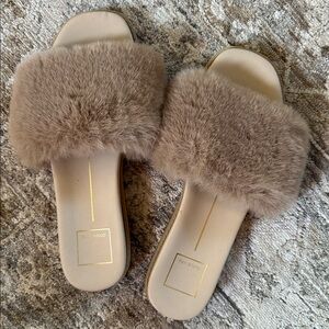Dolce Vita Cream Faux Fur Slides
